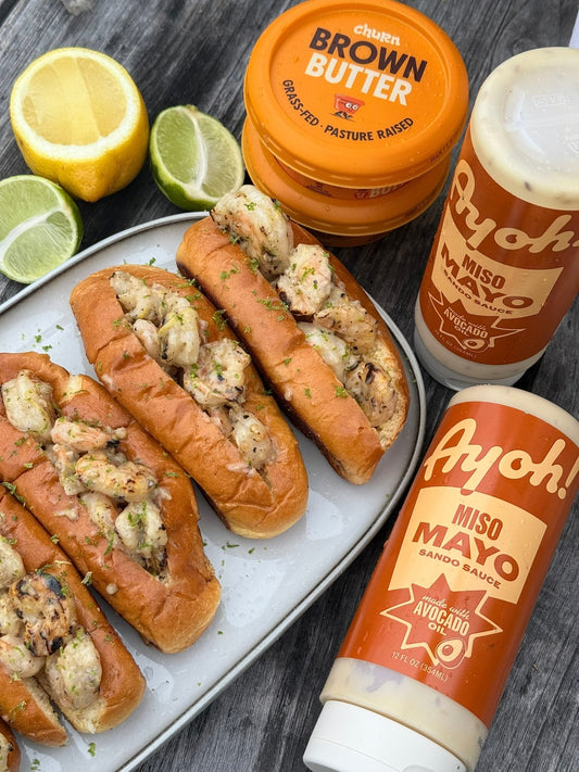 Grilled Shrimp Rolls with Brown Butter & Miso Mayo