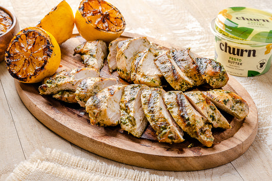 Grilled Chicken with Churn Pesto Butter