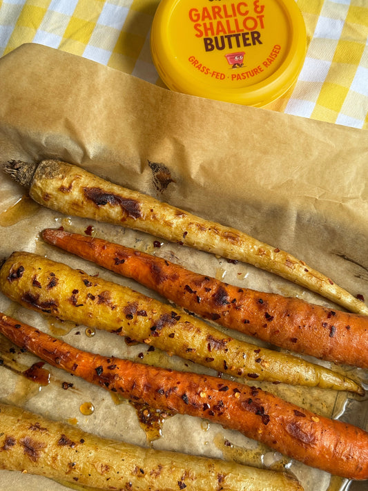 Roasted Carrots with Garlic & Shallot Butter