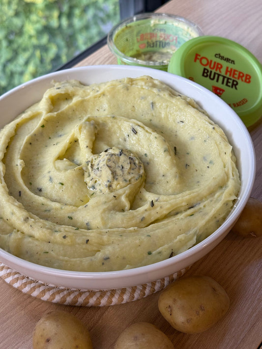 The Creamiest & Butteriest Mashed Potatoes with Four Herb Butter