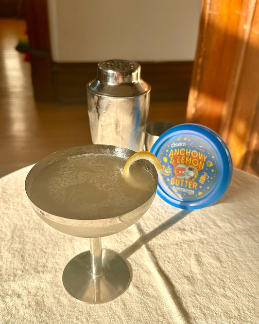 Anchovy & Lemon Butter Fat-Washed Martini!!