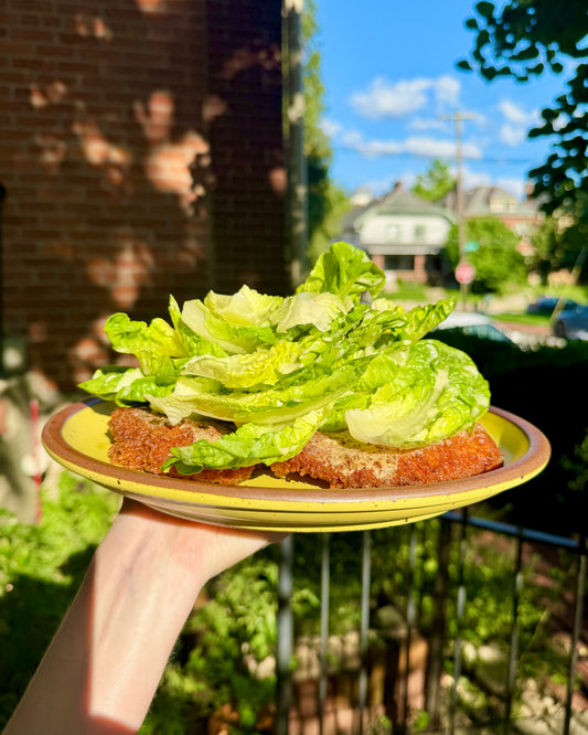 Crispy Chicken Cutlets with Lemon Little Gem Salad