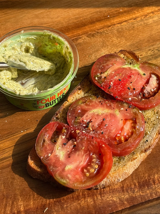 Four Herb Heirloom Tomato Toast