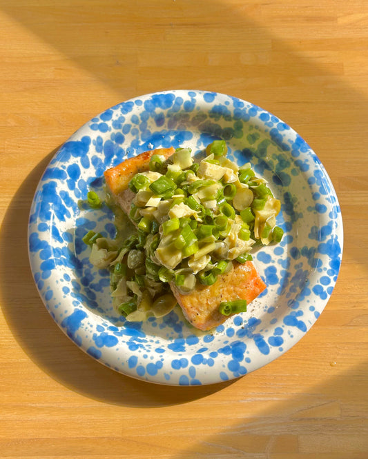 Baked Salmon with Artichoke Olive Tapenade