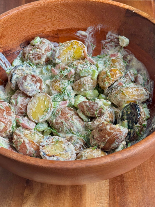 Grilled Potato Salad with Garlic & Shallot Butter