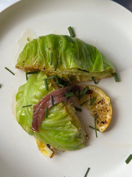 Roasted Cabbage with Anchovy & Lemon Butter