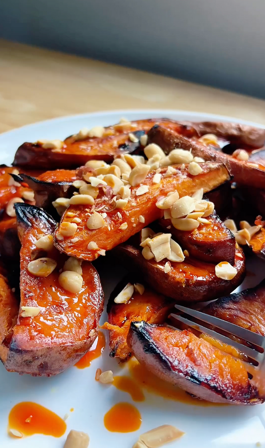 Crispy Sweet Potato Wedges with Maple & Cinnamon Butter