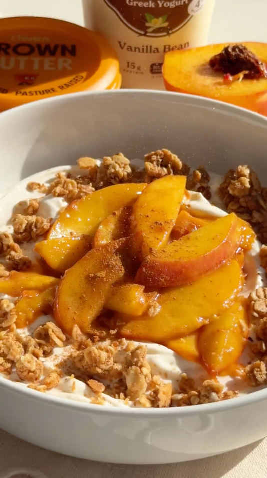 Brown Butter Peaches with Vanilla Bean Yogurt