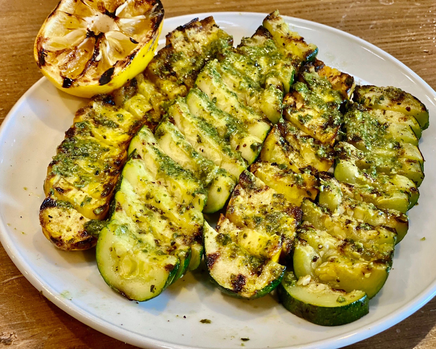 Grilled Zucchini Squash with Pesto Butter