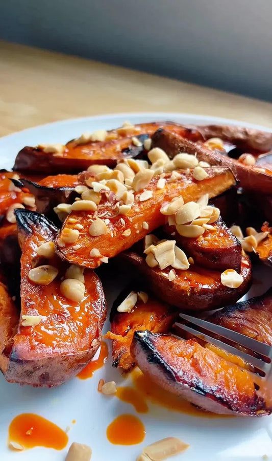 Crispy Sweet Potato Wedges with Maple & Cinnamon Butter
